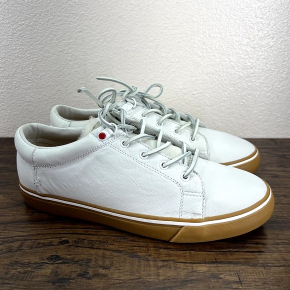 UGG Mens Sneakers Size 8 White‎ Leather Shearling Fur Broke Luxe Low Top